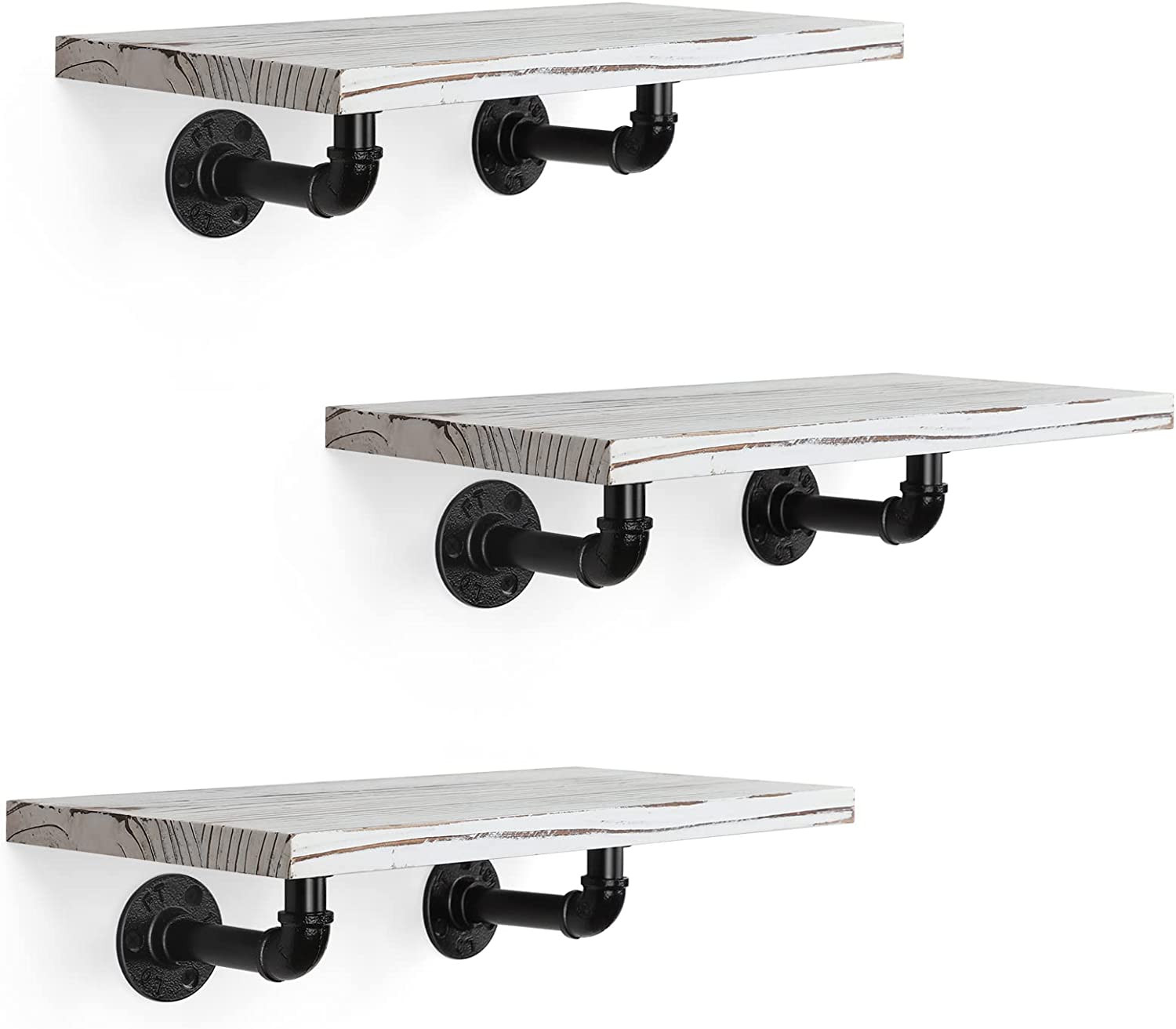 Set of 3 Rustic Wall Mounted Storage Organizers Floating Shelves