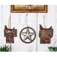 thumbnail image 1 of Set of 3 Rustic Western Star Ropes Circle Tooled Leather Horse Saddles Ornaments, 1 of 10