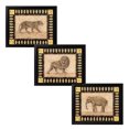 thumbnail image 1 of Set of 3 Safari Animals Art Prints Posters Brown Black Border Tiger Lion Elephant; Three 10x8in Black Framed Prints; Ready to hang!, 1 of 1