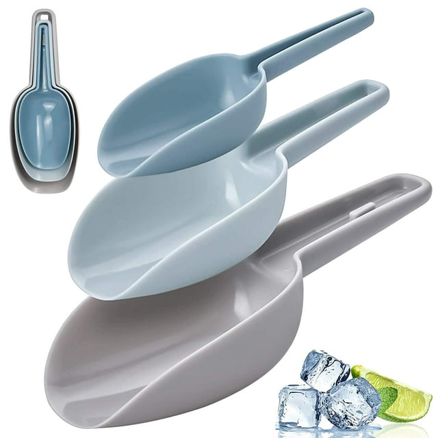 Set of 3 Scoopers for Containers, Multi-Purpose Plastic Ice Scoops ...