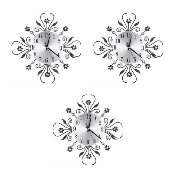 Set of 3 Silent Wall Clocks Accurate Time Wall Clock 35.00X35.00X3.00CM Black