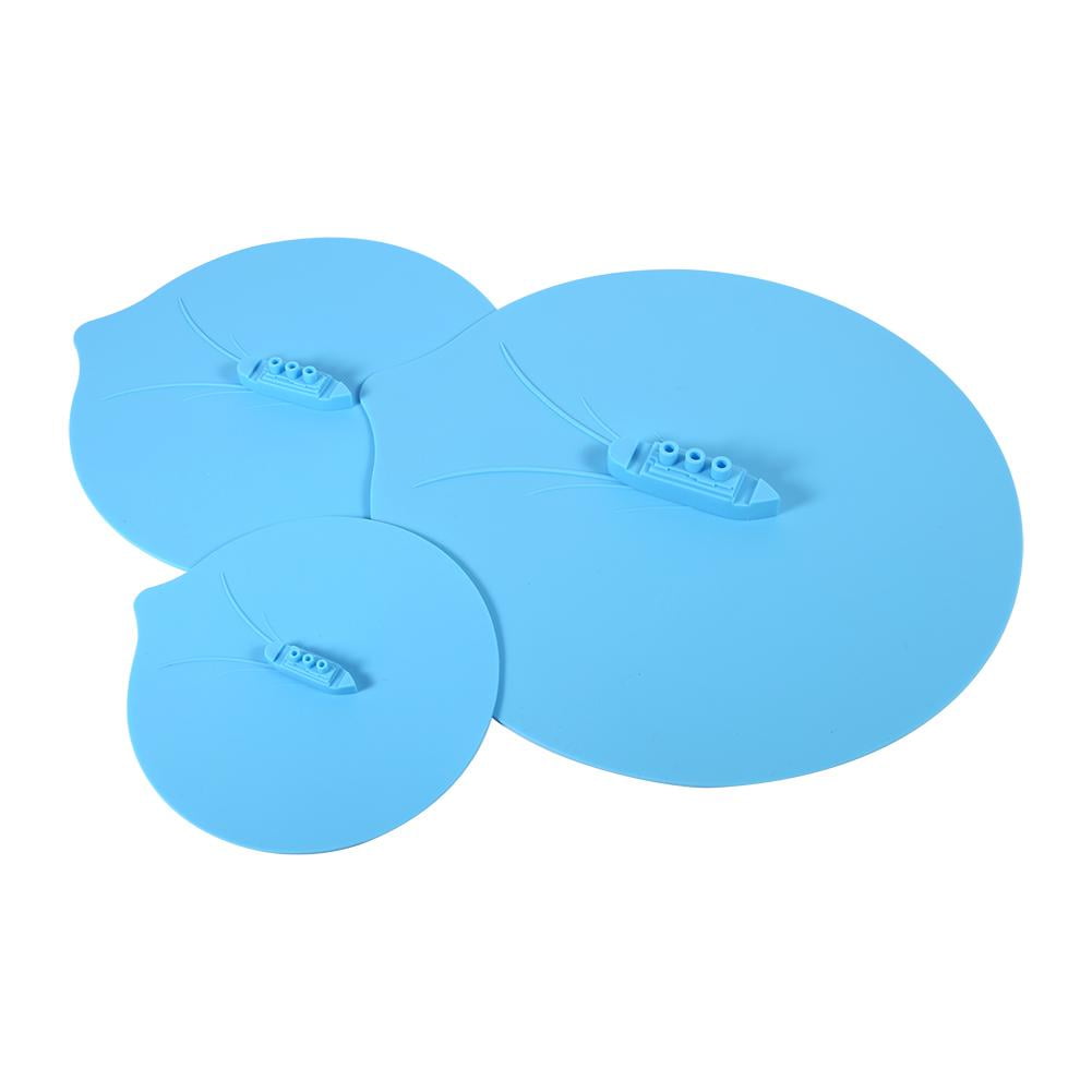 Set of 3 Silicone Sealing Lids Blue Pot Lids Heavy Duty Steamship