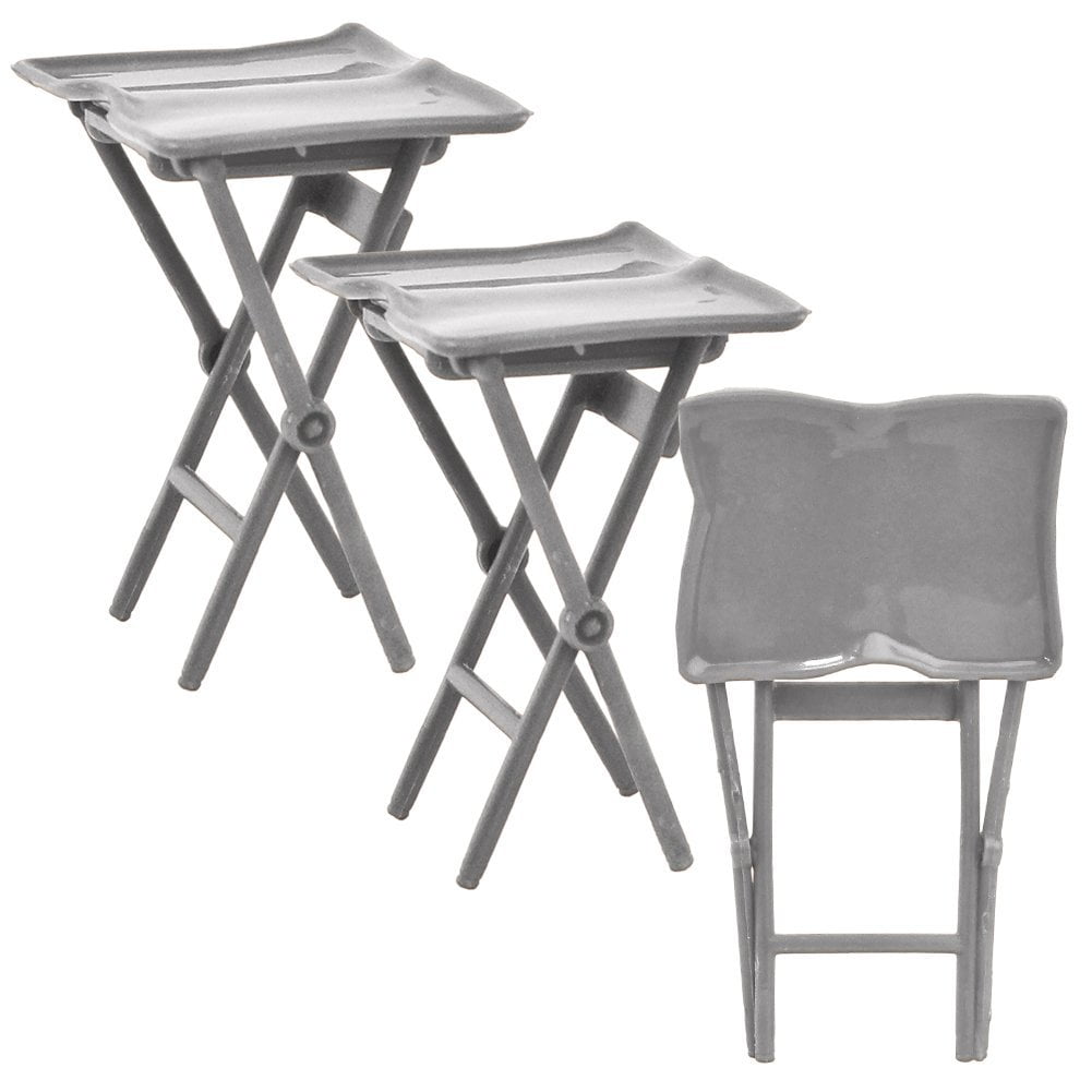 Set of 3 Silver TV Trays for WWE & AEW Wrestling Action Figures (2.5 Inches Tall)