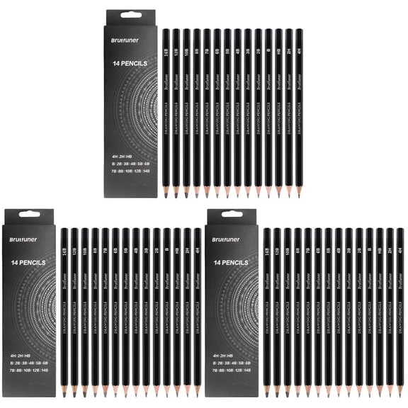 Set of 3 Sketch Pencil Poster Mini Lid Machine Devices Black