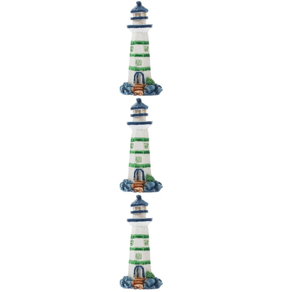 Set of 3 Small Lighthouse Ornaments Nautical Decoration