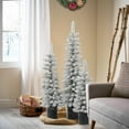 Set of 3 SnowFlocked Christmas Trees with Metal Pots Holiday Dector