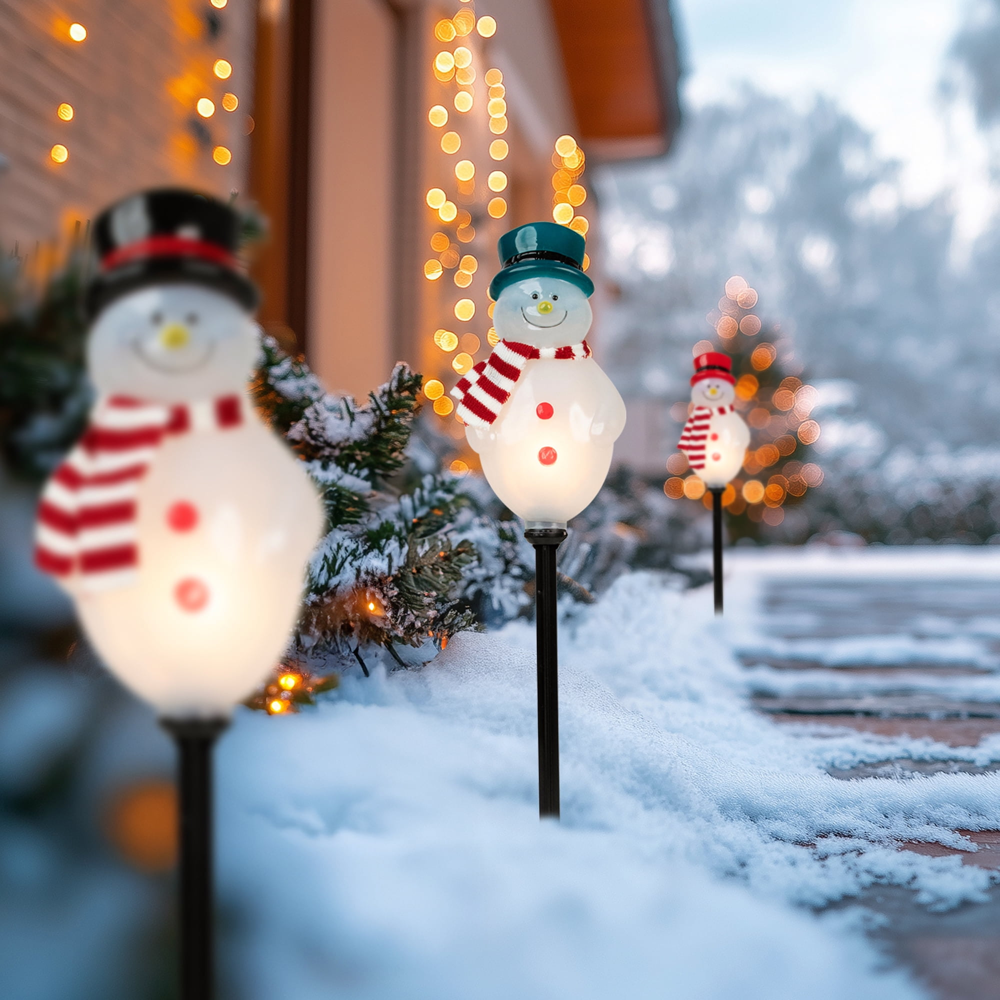 Set of 3 Snowmen Christmas Pathway Markers 16"