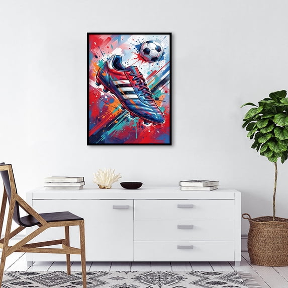 Set of 3 Soccer Wall Art Prints Boys Bedroom Decor Gift Posters Colourful Football Print Canvas Painting for Home Decoration