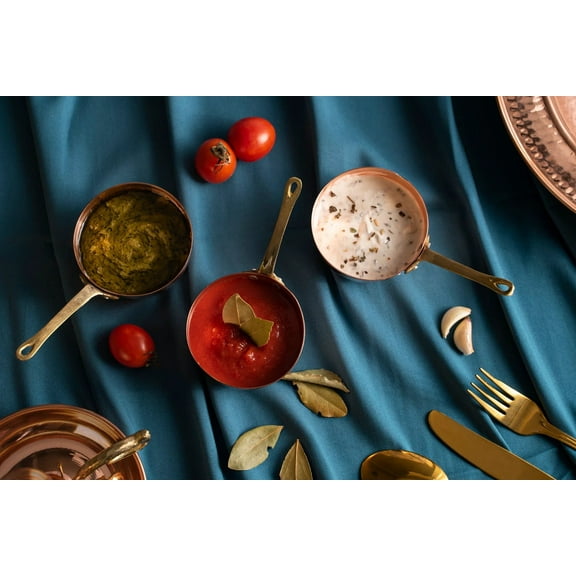 Set of 3 Solid Copper Melting and Serving Pot (3 x 150 ml) | Handmade Hammered 100% Solid Copper Pots Set by ALFIQ