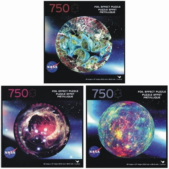 Set of 3 - Spin Master NASA Foil Effect Jigsaw Puzzles Collection (750 Pieces Each)