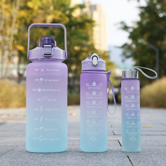 Set of 3 Sports Water Cup Large-capacity Student Water Bottle Fitness Cup Straw Kettle Outdoor Super Large Space Cup(2000/900/500ML)