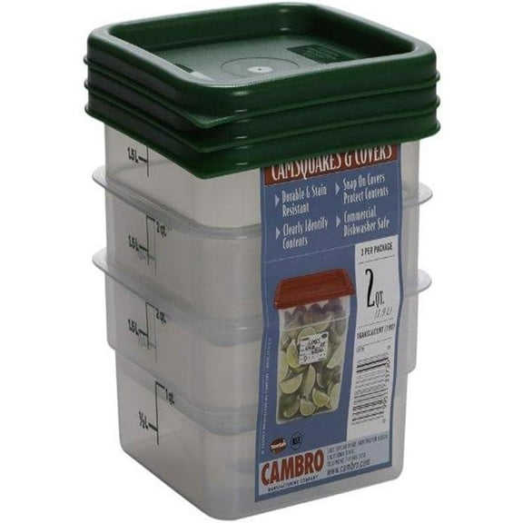 Set of 3 Square Food Storage Containers with Lids, 2 Quart