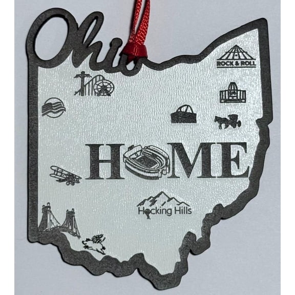 Set of 3 State of Ohio Landmark Ornaments - Pack of 3 State of Ohio Ornaments