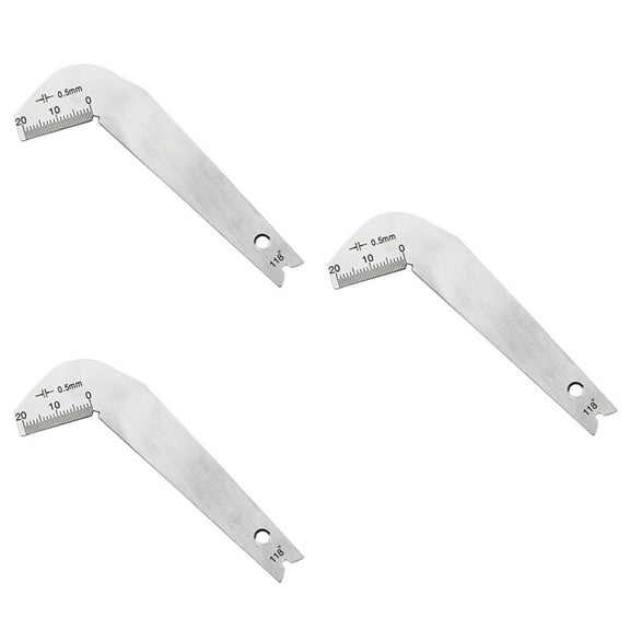 Set of 3 Steel Drill Bit Measuring Gauge Square Hole Silver