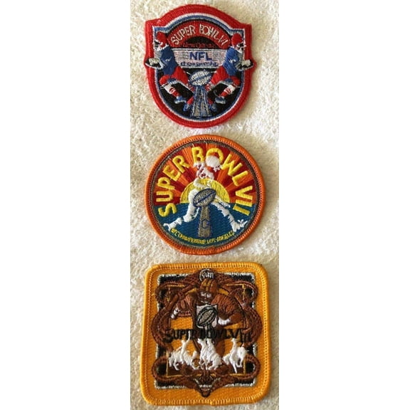 Set of 3 Super Bowl VI VII and VIII embroidered logo patches (Miami Dolphins)