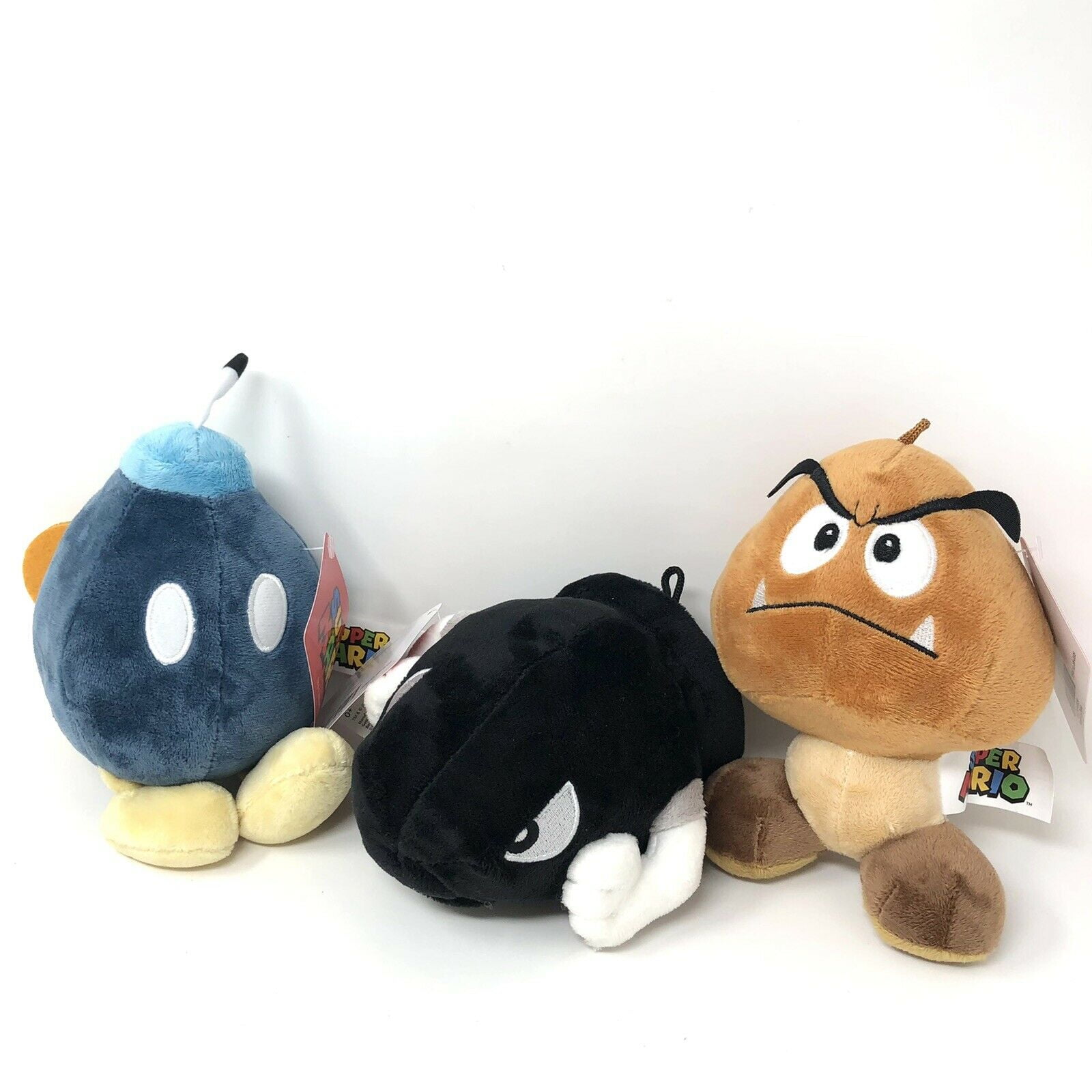 Set of 3 Super Mario - Goomba, Bullet Bill and Bob-omb Villains Nintendo  Plush 5-6 