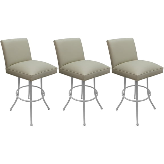 Set of 3 Swivel Metal Counter Stools - Sommerville Noam - Beige Vinyl - White