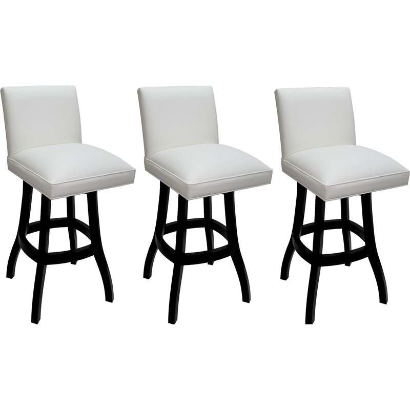 Set of 3 Swivel Wood Bar Stools 30