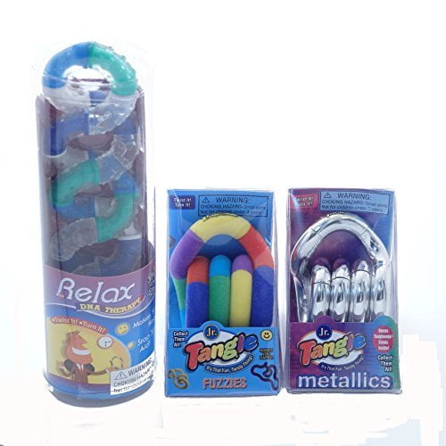 Set of 3 Tangle Jr. Fidgets - Fuzzy Metallic and Relax
