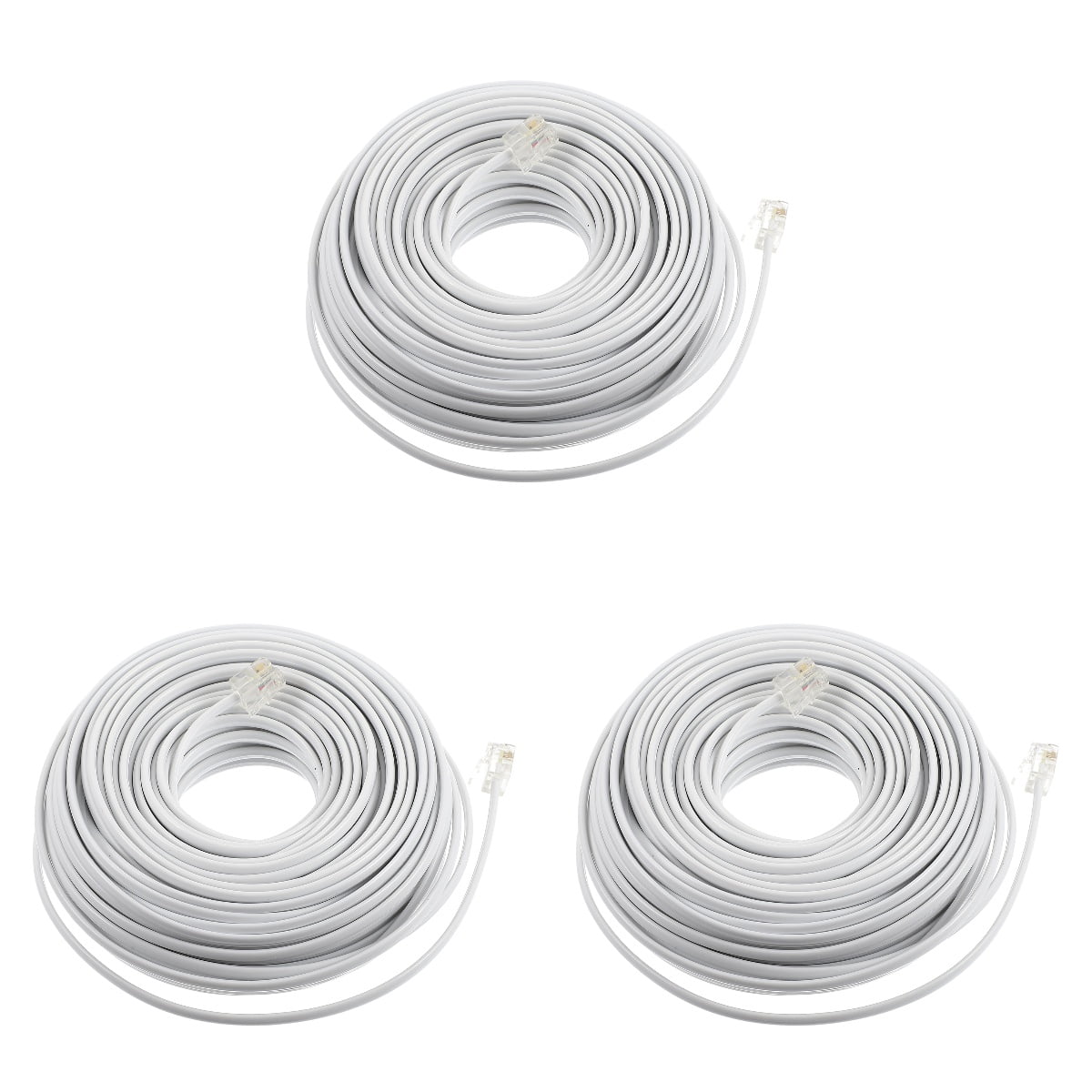 Set of 3 Telephone Line Extension Cable 4core Landline Cord Extender