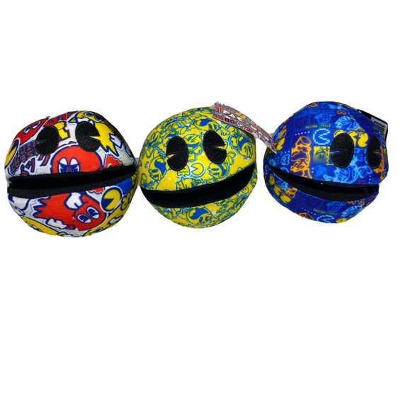 Set of 3 Toys Round Pac-man Plush 5 inch. Sticker Bomb