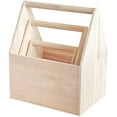 thumbnail image 1 of Set of 3 Unfinished Wooden Carrier Nesting Wood Craft Box with Handle for Storage, 1 of 7