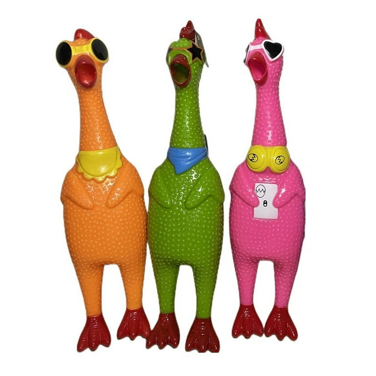 Set of Unique Rubber Chicken Toys Squeaky fun screaming