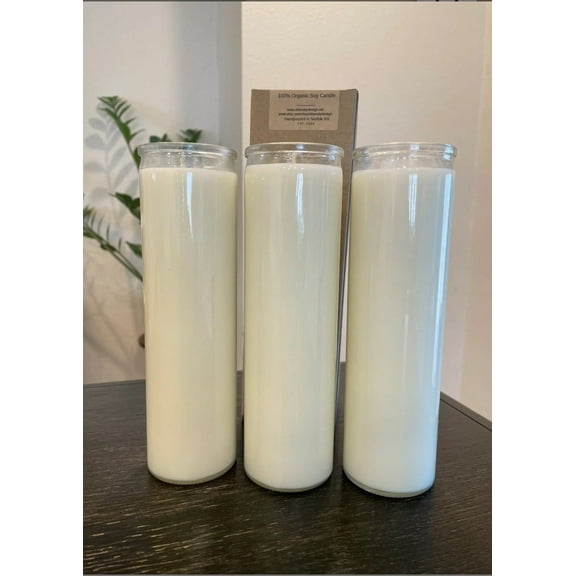 Set of 3 Unscented 100% Natural Soy Prayer Candle with 5-9 Day Burn Time, Vegan and Dye-Free