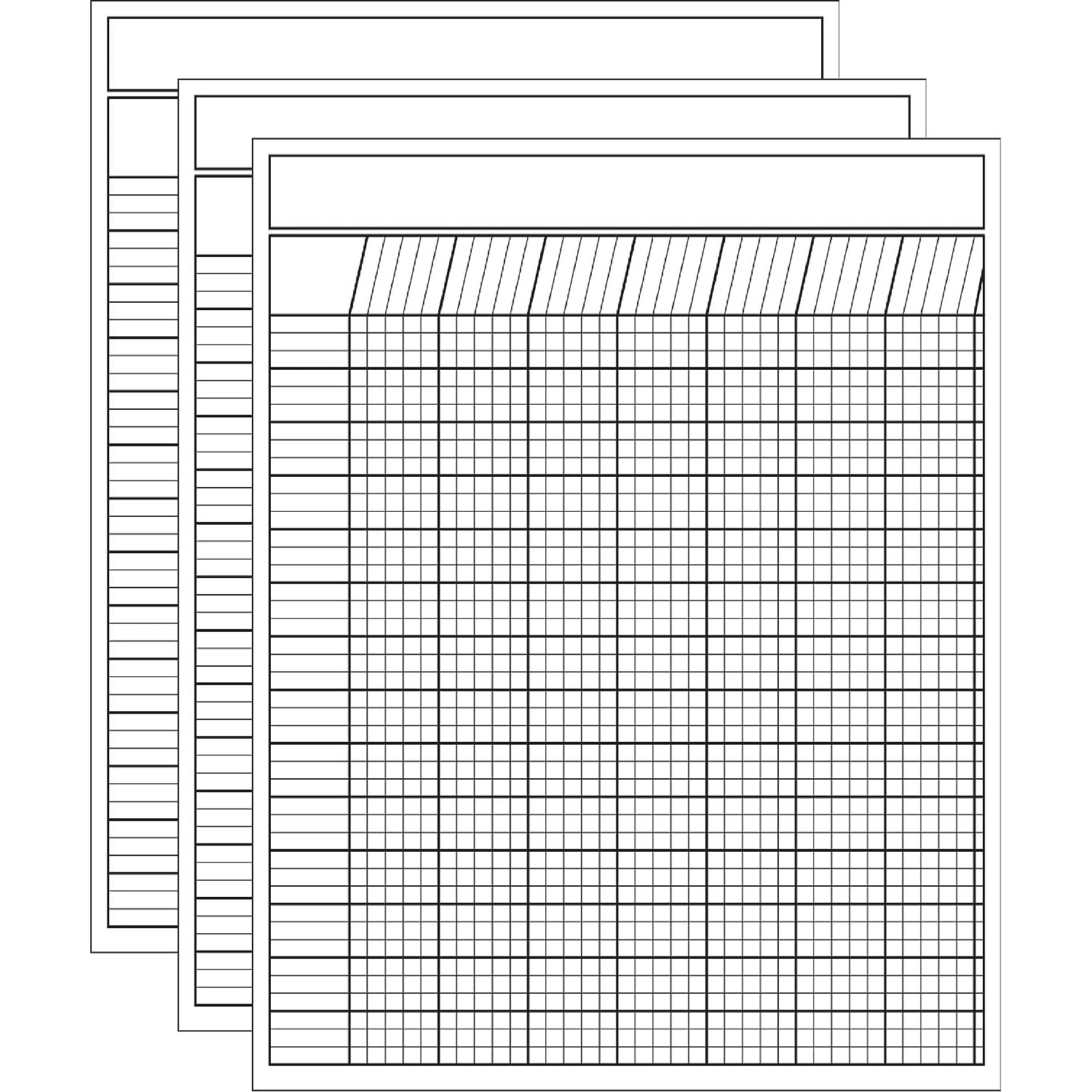 Set of 3 Vertical White Laminated Dry Erase Incentive Chart, Multi Use