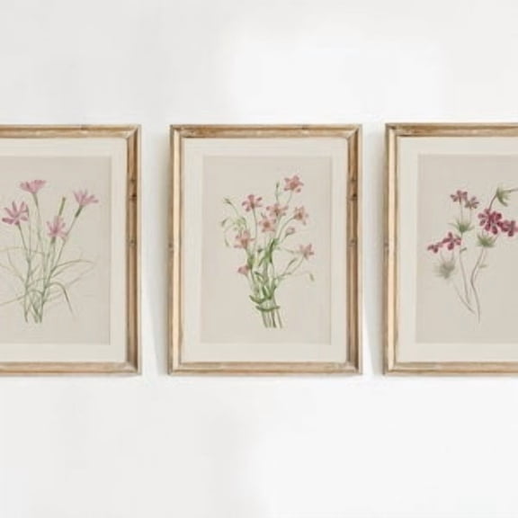 Set of 3 Vintage Botanical Prints, Pink Floral Poster, Botanical prints, Antique Botanical Prints, Vintage Flower Prints, Poster Only