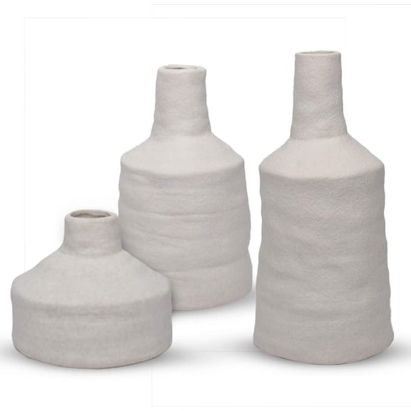 Aria Home Essentials 1-Candle Vintage White Ceramic Candle Holders, Set of 3