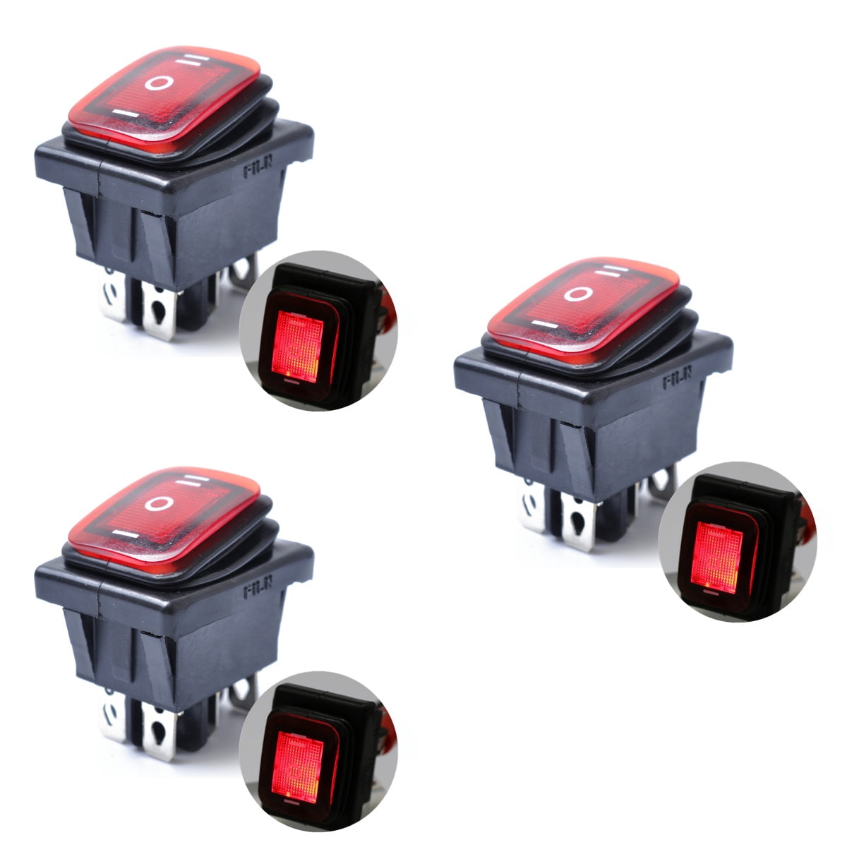 Set of 3 Waterproof Push Button Boat Switch Marine Toggle Red - Walmart.com