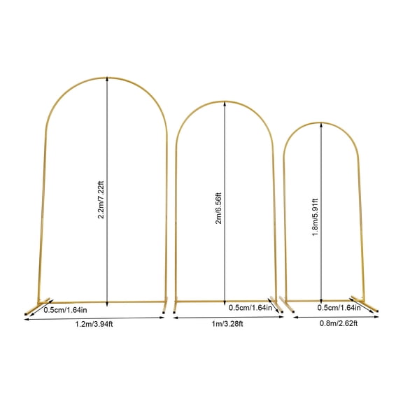Set of 3 Wedding Arch Stand With Cotton Cover for Decorations, Steel