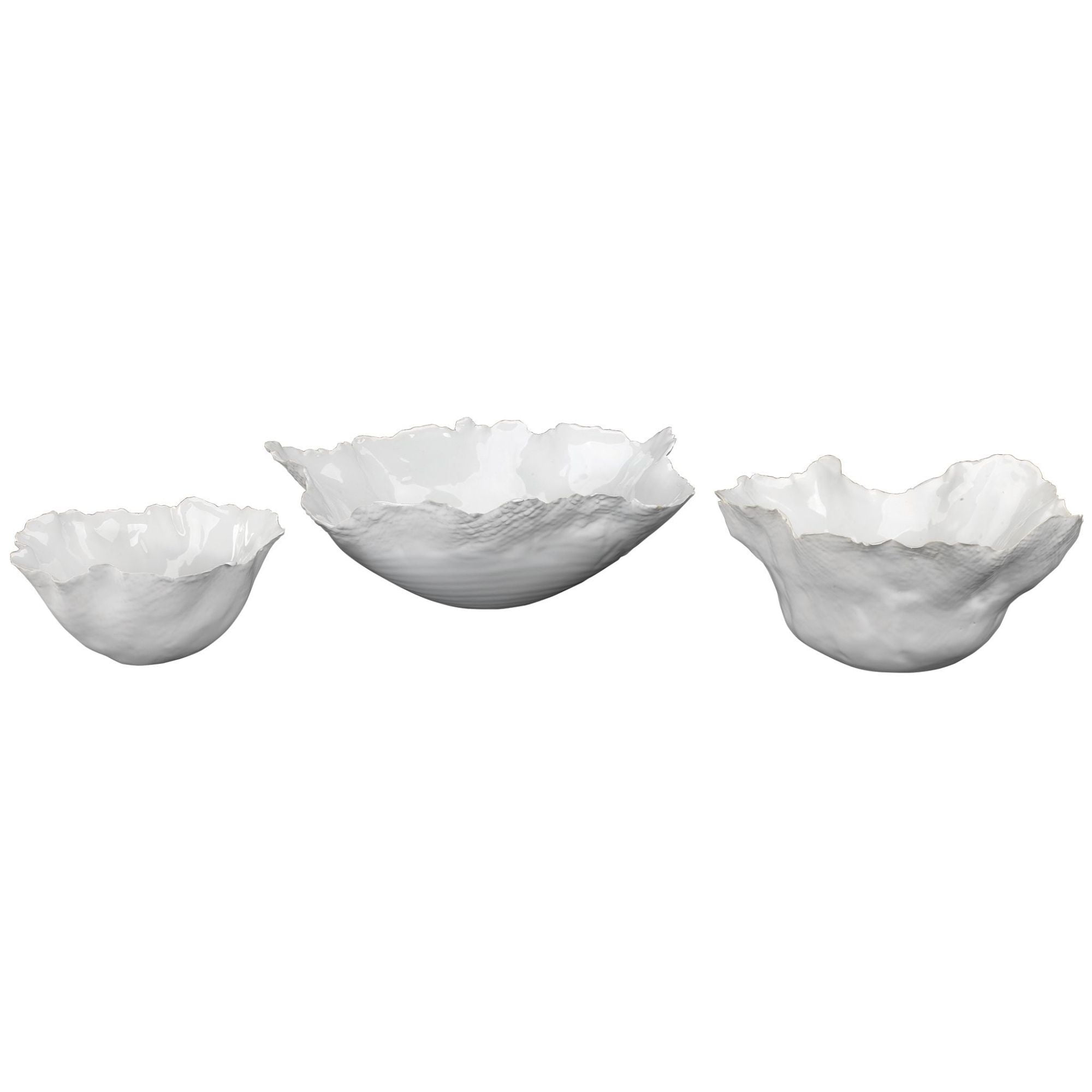 Handcrafted White Ceramic Decorative Bowl Set