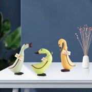 Set of 3 Wooden Duck Statue Animal Sculpture Duck Figurines Collectible Cute Country Style for Table Home Decor Housewarming Wedding Gift