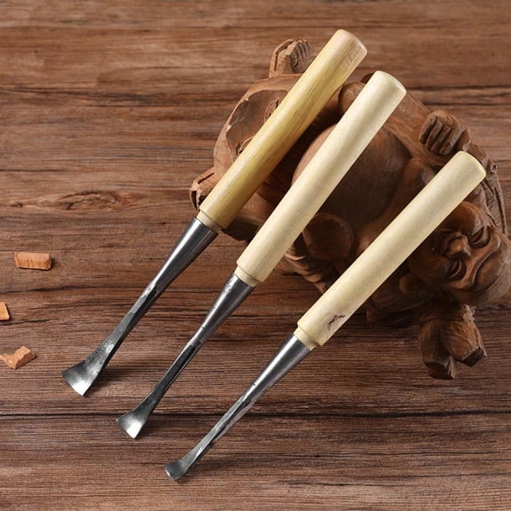 Set of 3 Woodworking Carving Scoop Knives Blank Round Chisel, 10mm 15mm 20mm Hollow Wood Carving Tool for Hand Wood Craft Processing