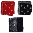 thumbnail image 1 of Set of 3 bandanas Man and Woman 57 x 57 cm Black + Red + navy blue, 1 of 6