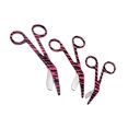 thumbnail image 1 of Set of 3 pcs Heavy Duty Round Pattern Full Pink Black Zebra Pattern Color Lister Bandage Scissors 3.5", 4.5", 5.5", Stainless Steel, 1 of 1