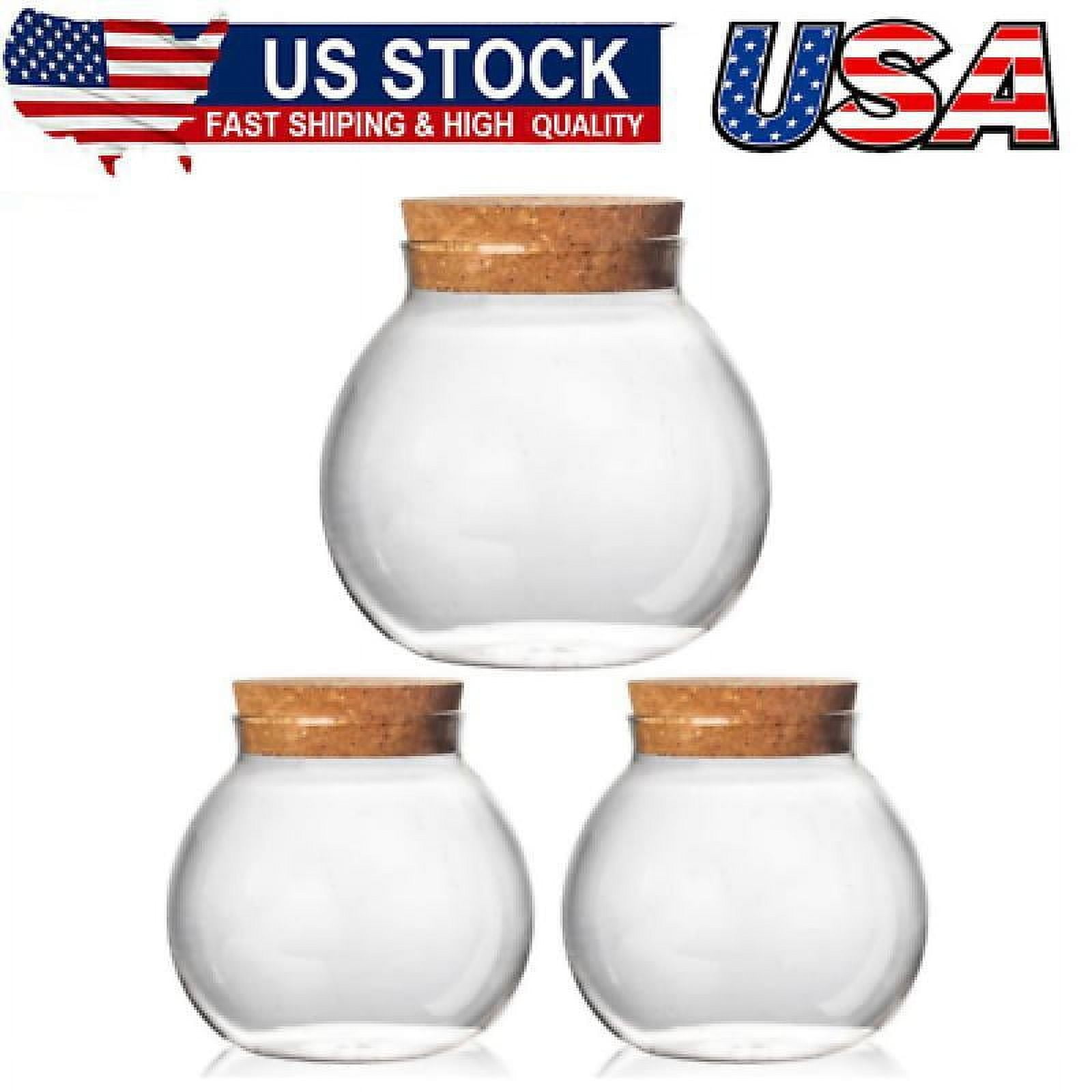 Set of 3 round glass jars with cork lid – 17oz wedding candy jar ...