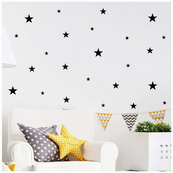 Set of 300 Stars Assorted Self Adhesive Wall Pattern Decal Stickers Star Decals Self Adhesive Waterproof - Size: Assorted .5"-3" - Color: Black