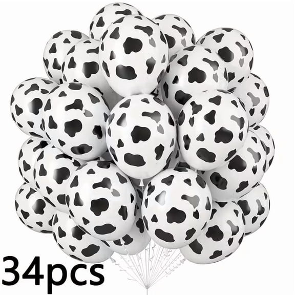 Set of 34 Cow Print Balloons - 12 Inch Farm-Themed Party Decorations for Birthdays and Baby Showers