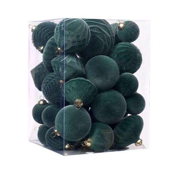Set of 35 Decorative Flocked Ornaments to Enhance Your Holiday Atmosphere