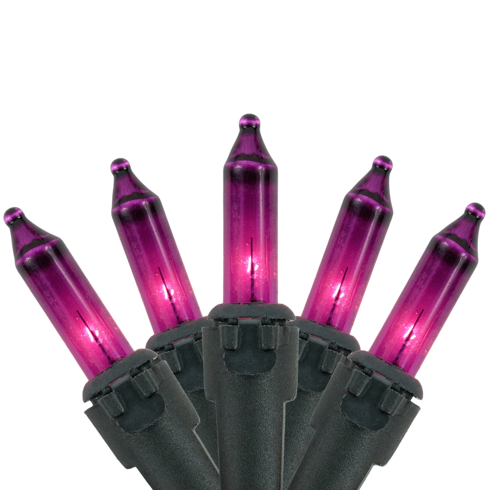 Set of 35 Purple Mini Christmas Lights 2.5" Spacing - Black Wire