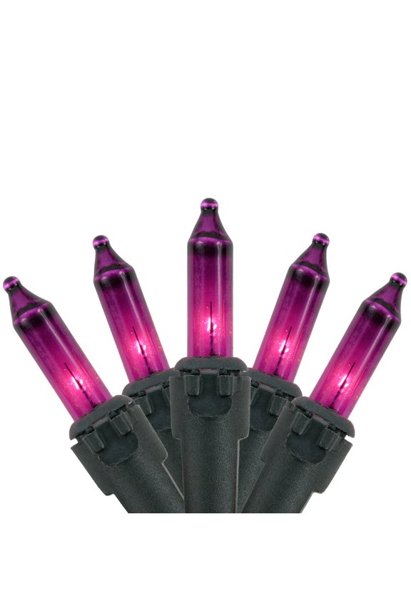 Set of 35 Purple Mini Christmas Lights 2.5" Spacing - Black Wire