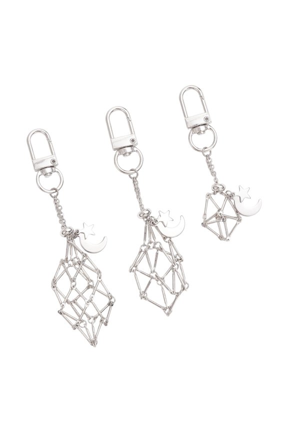 Set of 3pcs Alloy Keychain Innovative Swivel Design Cage Key Chain Holder Pendant For Efficient Key Organization