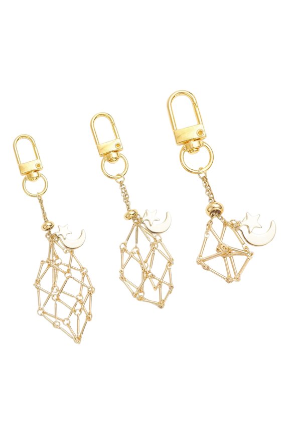 Set of 3pcs Alloy Keychain Innovative Swivel Design Cage Key Chain Holder Pendant For Efficient Key Organization