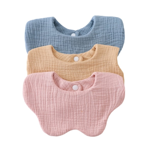 Set of 3pcs Baby Teething Bib 6-Layer Absorbent Saliva Towels Comfortable Toddler Burp Cloths for Infants 0-2 Years