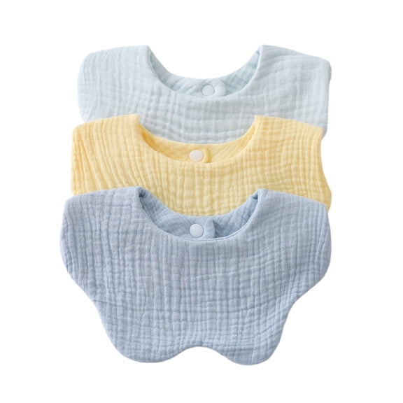Set of 3pcs Baby Teething Bib 6-Layer Absorbent Saliva Towels Comfortable Toddler Burp Cloths for Infants 0-2 Years