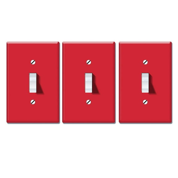 Set of 3pcs WIRESTER 1-Gang Toggle Wall Plate/Switch Plate Cover, Solid Favorite Red