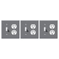 thumbnail image 1 of Set of 3pcs WIRESTER Double 1-Gang Toggle Light and 1-Gang Duplex Outlet Switch Plate/Wall Plate Cover, Solid Matte Gray, 1 of 6